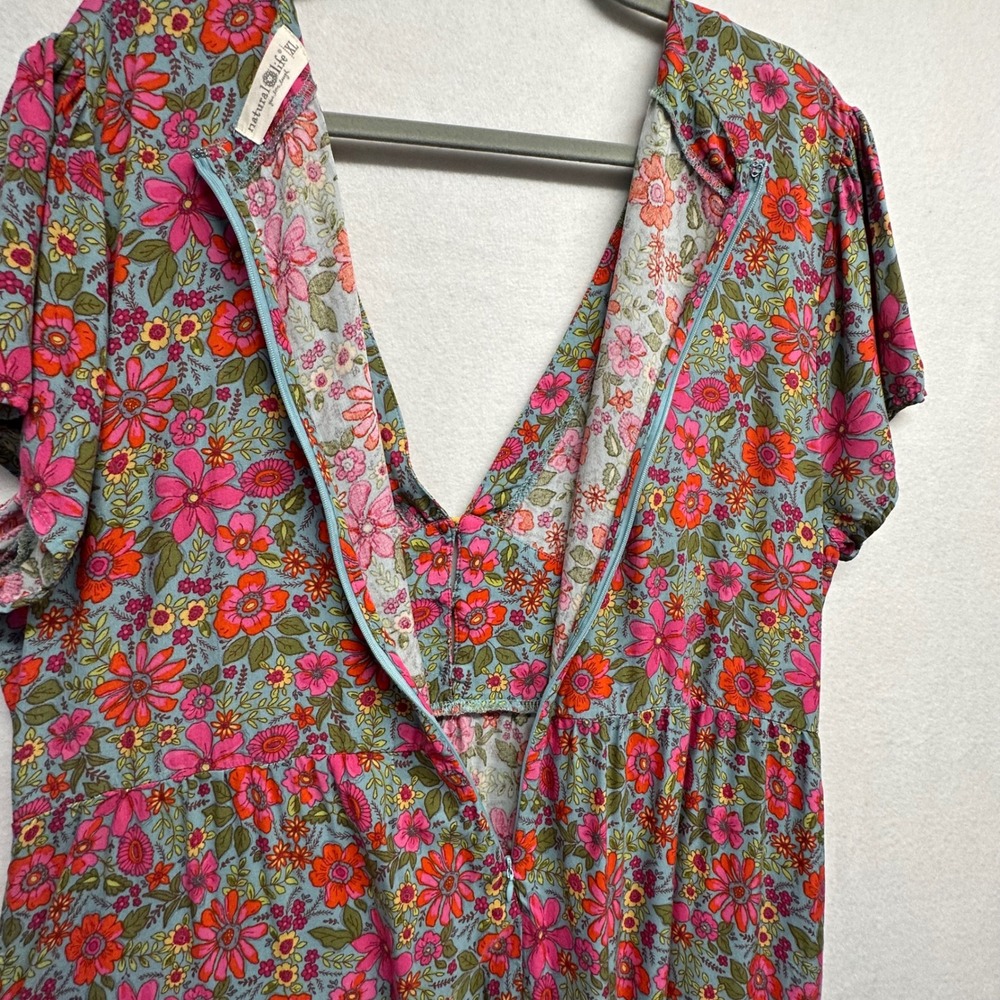Natural Life Evangeline Maxi Dress Women XL Floral Boho Tiered V-Neck Pockets - Picture 13 of 13